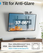 Tilt TV Wall Mount Fits 16-24" Studs, Holds 37-82" TVs up to 132 lbs, Max VESA 600x400mm - by USX STAR