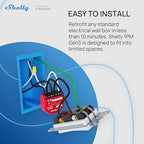 Shelly 1PM Gen3 | WiFi Smart Relay Switch with Power Metering, 1-Channel 16A | Home Automation | Compatible with Alexa & Google Home | iOS Android App | No Hub | Wireless Lighting Control