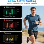 Pedometer Watch No APP/Phone Required, Waterproof Fitness Tracker Watch with Heart Rate Monitor, Large Screen with Pedometer, Sleep Tracking, Calories & Step Counter, Smart Watches for Women Men