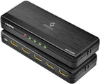 SHERRIVA 4K HDMI Splitter 1 in 4 Out – 4K@60Hz, 1080p@240Hz, Auto Downscaling, HDR, HDCP 2.3, 18Gbps, EDID, Duplicate/Mirror 4K Screens, Compatible with TV, Multiple Monitors