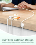 TIKIWIK Rotatable Cord Holder, Snap-Lock Cable Clips, 8 Pack Adhesive Cord Organizer, Phone Charger Wire Organizer Keeper for Nightstand Car Kitchen Office Accessory,White