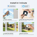 HOMIQ LIFE Window Security Camera 3MP 2K, Indoor WiFi Cameras 2.4GHz/5GHz with Colorvue AI Color Night Vision, Person Detection with Auto-Focus, 24/7 Recording Compatible with Alexa & Google Home