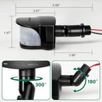 TREEWELL 240-Degree Replacement Motion Detector, Adjustable Time & Detection Sensitivity Up to 60 Feet Range, 3 Working Modes Pir Motion Sensor for Security Floodlight, Black, UL Listed