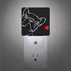 Smoaffly French Bulldog Dog red Heart Night Light Plug-in LED Nightlights Auto Sensor Night Lamp Dusk-to-Dawn Lamp Home Decor for Nursery Children Girls Boys