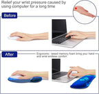 Mouse Pad Keyboard Wrist Rest, Gel Non Slip Rubber Wrist Support Rest Mouse Pad for Home Office, Computer, Laptop, Typist, Gamer, Soft Cushion Mousepad with Memory Foam Ergonomic, Blue Butterfly