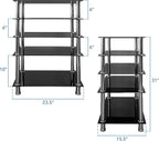 Mount-It! Tempered Glass AV Component Media Stand, Audio Tower and Media Center with 5 Shelves, 220 Lbs Total Capacity, Black Shelves Chrome Legs (MI-8671)