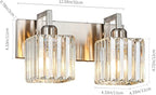 FDPBY Modern Bathroom Vanity Light 2-Lights Brushed Nickel Vanity Light Crystal Wall Light Bathroom Light Fixtures