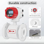 Electromagnetic Flow Meter,High-Precision Industrial Flowmeter Digital Display IP65 Protection 4-20mA Output Pipe Sensor for Wastewater, Sewage, and Seawater（DN80)