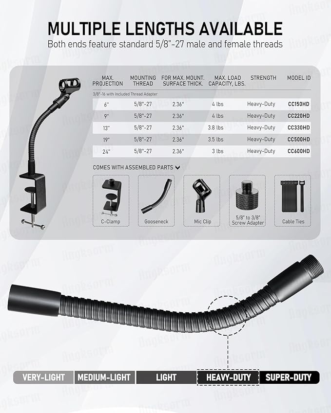 9-INCHS Flexible Gooseneck Microphone Stand with Heavy Duty Desk Clamp for Podcast, Meetings, Lectures, Radio Broadcasting Studio, Live Broadcast Equipment, TV Stations