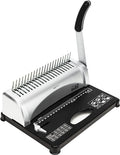 Amazon Basics Comb Binding Machine, 350 Sheets Capacity, for paper sizes A5(15 holes)/Letter(19 holes)/A4(21 holes) with Adjustable Margin, Grey