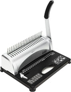 Amazon Basics Comb Binding Machine, 350 Sheets Capacity, for paper sizes A5(15 holes)/Letter(19 holes)/A4(21 holes) with Adjustable Margin, Grey