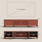 UPOSOJA TV Stand with Fluted Sliding Doors & Adjustable Shelves, Charging Station,RGB LED Lights,Media Console, 67 Inches, with Wire Management, for TVs up to 75 Inches