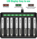 BONAI AAA Rechargeable Batteries, 8 Pack 1100mAh NiMH Batteries with Smart Universal Battery Charger