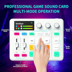 Bonkyo Gaming Audio Mixer & USB Interface with XLR Microphone, Bluetooth 5.0, RGB Effects, 48V Phantom Power, Voice Changer, G1 Sound Card for PS5, TikTok Live Streaming, Podcasting（White）