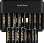 Tenergy TN477U 8-Bay Fast Charger for NiMH/NiCD AA AAA Rechargeable Batteries with 8pcs AA and 8pcs AAA Premium Pro Rechargeable Batteries