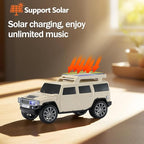 WSTER WS-696 Solar Bluetooth Replica Speaker – Portable Modern Off-Road Car Design with HD Sound, TWS, LED Party Light, USB/TF Playback, FM, Built-in Microphone, Surprise Gift(Beige)