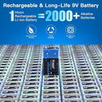 9v Rechargeable Batteries,9 Volt Rechargeable Batteries with Charger kit,4-Pack 850mAh 9v Lithium Batteries for Alarms Wireless Microphones Smoke Detectors Toys Flashlights and More