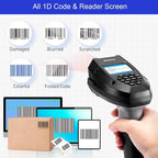 Wireless Barcode Scanner, Portable 1D Inventory Scanner & Data Collector with 2.0 Inch LCD Screen and 2.4G Wireless Dongle Built in Stand for Warehouse, Express, Library,Pharmacy,Supermarket