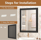 SMIROR Matte Black Bathroom Mirror for Over Sink 48x 40 inch, Metal Thick Frame Rectangle Vanity Mirror for Wall, Anti-Rust, Horizontally or Vertically Mounted