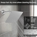 KATAIS Tempreature Display Shower System Brushed Nickel Shower Faucet Set with 12 inch and 8 inch Shower Head, with 6 PCS Body Jet, Handheld Spray