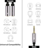 DUKABEL Headsets Splitter Adapter, 3.5mm Jack Separate Headphone & Mic Plug Adapter 3.5mm Combo Audio Adapter Cable for PS4 Gaming Headset PC Xbox One Laptop -<11inch/30CM>