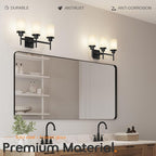AONEON Vanity Lighting Fixtures Oil Rubbed Bronze 3-Light with White Frosted Glass Shade, Wall Sconces for Bathroom Cabinet Porch Kitchen T001ORB-L3