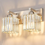 FDPBY Modern Vanity Light 2-Lights Brushed Nickel Vanity Light Crystal Bathroom Wall Light Bathroom Light Fixtures