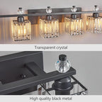 FDPBY Vanity Lights 6-Light Modern Crystal Vanity Light Sand Black Bathroom Light Fixtures Over Mirror Crystal Bathroom Vanity Lighting Fixtures
