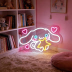THIIXDAI Cinnamoroll Neon Sign for Room Decor, USB Powered LED Lights with Dimmable, Japanese Cartoon Dog Neon Signs, Cute Night Light Gifts for Children (15"L x 9.61"W)