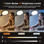 Desk Ring Light, 10" LED Ring Light for Desk with Clamp, 360°Rotate & Flexible Height Full-Screen Overhead Ringlight for Video Recording, TikTok, YouTube, Live Streaming, Content Creation, Black