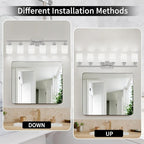 DIKAIDA 38" Bathroom Vanity Light, 6-Light Nickel Vanity Lights for Bathroom, Wall Sconce Lighting with Milky White Glass Shade, Wall Lights,Bath Vintage Wall Mounted Lamps for Mirror Bedroom
