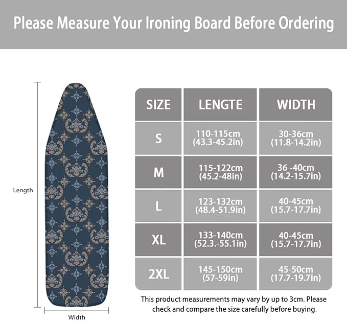 ZCFYGDX Breathable Ironing Board Cover,Resist Scorch Polyester & Staining,Wear & Soil Resistant Covers, Easy Installation 3 Fasteners,Elastic Edges (15 x 54 inch) Oil Painting White Daisy Print