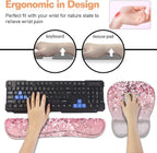 Ergonomic Mouse Pad Wrist Support and Keyboard Wrist Rest Set with Coasters, Non-Slip PU Base, Easy Typing & Pain Relief, Perfect for Home Office Working Studying, Bible Verses Proverbs 31:25