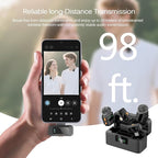 LIZHUZHONG Ai Mini Mic Wireless Lavalier Microphone System (2TX+2RX+Case), Magnetic & Clip-On Microphone for iPhone, Android, Vlogging, Studio-Quality Sound, 48H Battery, Ai Noise Cancelling