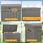 NUNU LAB 270 Gallon Large Resin Deck Box, Waterproof Outdoor Storage Box, Lockable Storage Bin for Patio Furniture, Garden Tools, Pool Accessories, UV-Resistant & All-Weather, Grey