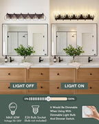 METWET Oil Rubbed Bronze Bathroom Light Fixtures, 6-Light Bathroom Vanity Lights Over Mirror with Globe Clear Glass Shade, 38 Inch Modern Sconces Wall Lighting, VL195-ORB-6