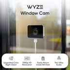 Wyze Window Camera, WiFi Indoor HD Home Security Camera, Upgraded Color Night Vision, Anti-Glare, AI-Powered Motion Detection, Easy & Quick Setup, 24/7 Recording, Works w/Alexa & Google