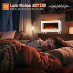 FLAME&SHADE 16 in Small Electric Fireplace Heater - Desk Space Heater with Realistic LED 3D Flames, Freestanding Fire Places Stove, 750 | 1500w, Overheating Protection (White)