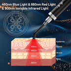 HomeCare 5-in-1 Red Light Therapy Wand, Portable Handheld Red Light Therapy Device for Body & Face Care, 5 Wavelengths & 10Hz Pulse, 4 Light Modes for Home Wellness, Rechargeable with Memory Function