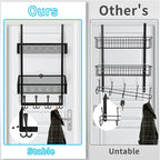 Kaiferty Over The Door Hooks Organizer, Coat Rack Over The Door Storage Hanger Towel Rack, Back of Door Storage Organizer for Bathroom,Bedroom,Kitchen,Office (Black, 3-Tier)