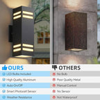 Zinola Dusk to Dawn Outdoor Lighting 2 Pack, Modern Outdoor Wall Lights Black Exterior Lighting Fixtures Wall Mount with E26 Base, Waterproof Sconce Outside Lights for House Porch, Bulbs Included