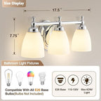 EJIAXIN Bathroom Light Fixtures, 3 Light Bathroom Lighting Fixtures Over Mirror Wall Mounted Lighting Chrome Vanity Light for Living Room Cabinet