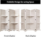 Partition Room Dividers, Folding Wood Privacy Screen with Three Display Shelves Suitable for Home Office, Study, Art Display - 4 Panel, 67 * 51inch (White)