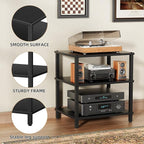 3-Tier AV Media Player Stand, Stereo Cabinet, Modern Stereo Cabine,Game Console Shelf,Wooden TV Stand,Multifunctional Entertainment Center, Suitable for Home, Conference Room, Game Studio,Black
