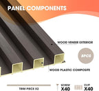 OUZUGIE WPC Acoustic Slat Wall Paneling, 8-Pack 96 x 6 Inches 3D Wall Panels for Interior Wall Decor,Living Room,TV Background,Study Room,Office Spaces,Bedroom,High Grille (Walnut)