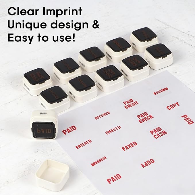 3-in-1 Faxed/Emailed/Received Office Rbber Stamps for Business, Pre Red Inked Company Message Stamp Hand for Efficient Bookkeeping, Ordering, Accounting Work Business Management - 9/10’’x 9/10’’