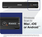 Epson Workforce ES-60W Wireless Portable Sheet-fed Document Scanner for PC and Mac 10.7" x 1.9" x 1.4"