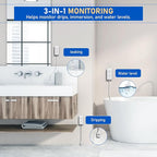 BSEED WiFi Water Leak Detector, Smart Water Sensor with Cable, 85dB Audio/App/SMS/Email Alarm, Rapid Leak Detection for Home, Kitchen, Bathroom, Basement, IP65 Waterproof, No Hub Required,1 Pack