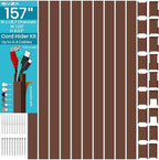 Brown Channel Kit Hide Wires - 157in Cord Concealer, Hide Along Walls, Extension Cord Safety Cover, TV Wall Wire Hiders
