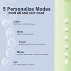 7AM2M Sonic Electric Toothbrush for Adults and Kids, with 8 Brush Heads and Travel Case,5 Modes with 2 Minutes Built in Smart Timer, One Charge Use for 90 Days, Rechargeable Toothbrushes (Light Green)